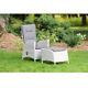 Reclining Garden Armchair With Footstool Top Quality Rattan Indoor Outdoor Patio