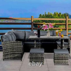 Rio Rattan Outdoor Garden Furniture Conservatory Corner Sofa Patio Set Grey 5-Pc