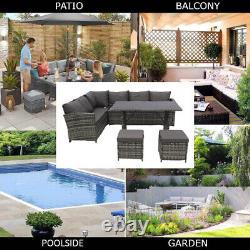 Rio Rattan Outdoor Garden Furniture Conservatory Corner Sofa Patio Set Grey 5-Pc