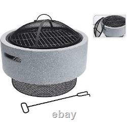 Round Resin Fire Bowl Pit American Style Charcoal BBQ Outdoor Garden Patio