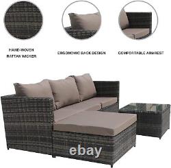 SFS066 Rattan Garden Furniture 4 Seater Corner Sofa Coffee Table Patio Outdoor