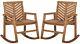Set Of 2 Outdoor Patio Chairs Brown Acacia Wood Garden Rocking Chairs