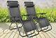 Set Of 2 Reclining Sun Lounger Outdoor Garden Patio Gravity Chair Recliner Bed D