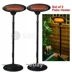 Set of 2 Electric Patio Heater Free Standing Garden Outdoor Waterproof 2000W