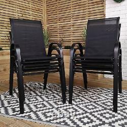 Set of 6 Outdoor Garden Patio Textilene Furniture Chairs in Black