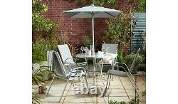 Sicily 4 Seater Patio Set Outdoor Furniture Glass Table Grey