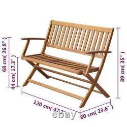 Solid Acacia Wood Garden Bench 120cm Outdoor Patio Furniture Seating vidaXL