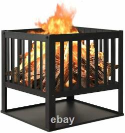 Square Fire Pit Camping Heater Outdoor Garden Firepit Brazier Patio Outside