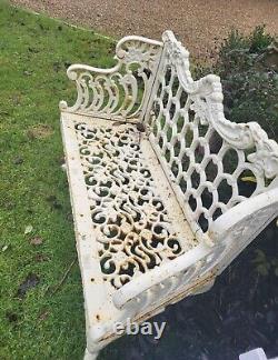 Stunning Vintage Heavy Cast iron C. B. D style Garden bench outdoor patio furnitur
