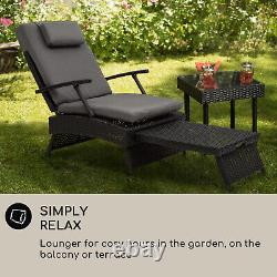 Sun Lounger Outdoor Furniture Canopy Garden Chair Patio Reclining Folding Grey