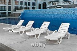 Sun Lounger Outdoor Garden Patio White Plastic Wipe Clean Reclining Relaxer Bed