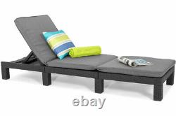 Sun Lounger Recliner Chair Garden Patio Pool Cushions Keter Daytona Polyrattan