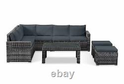Tibesigns Outdoor Patio Sofa 9 Pieces PE Rattan Garden Furniture Set with Table