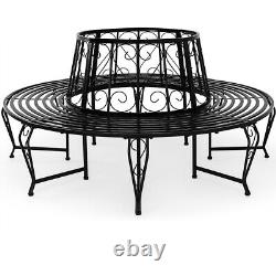 Tree Bench 160cm Seat Garden Outdoor Patio Round Chair Circular Metal Black