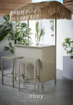 Tropical Tiki 3 Piece Outdoor Garden Bar Patio Furniture