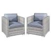 Twin Rattan Chair Garden Footstool Patio Outdoor Dove Grey Malta Furniture