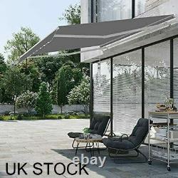 UV Sun Garden Shade Retractable Patio Awning Manual Shelter Outdoor Canopy Grey