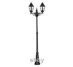 Victorian Outdoor Garden Patio Street Light Lamp Post Black Double Lights 2.5m