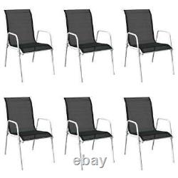VidaXL 1/2/4/6x Outdoor Dining Chairs Stackable Garden Patio Black and Grey