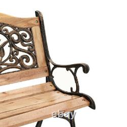 Vintage 3 Seat Garden Wooden Bench Outdoor Porch Cast Iron Leg Park Patio Seat