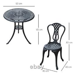 Vintage Bistro Set Cast Aluminium Furniture Outdoor Garden Patio 2 Chairs Table