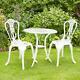 White Bistro Set Outdoor Patio Garden Furniture Table And 2 Chairs Metal Frame