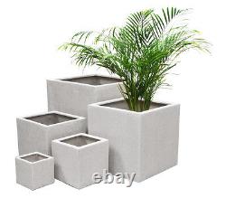 White Polystone Stone Planter Cube Patio Plant Flower Pot Garden Outdoor Tree