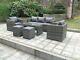 Wicker Rattan Garden Furniture Sofa Sets Outdoor Patio Coffee Table With Stools