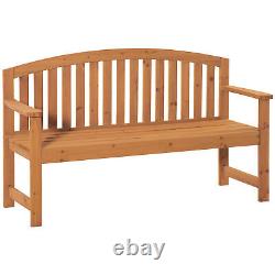 Wooden Garden Bench 2-3 Seater Slatted Seat with Arm for Park Patio Orange
