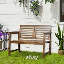 Wooden Garden Bench Classic Patio Loveseat 2-Seater Chair with Backrest