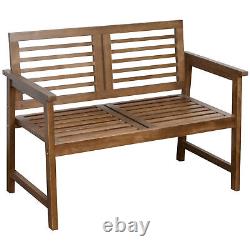 Wooden Garden Bench Classic Patio Loveseat 2-Seater Chair with Backrest