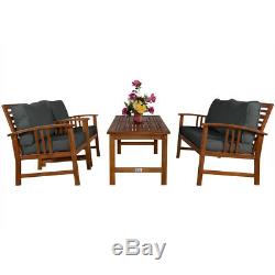 Wooden Garden Lounge Patio Table Bench Chair Set Outdoor Cushion Sofa Furniture