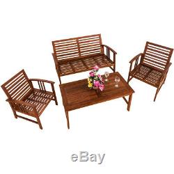 Wooden Garden Lounge Patio Table Bench Chair Set Outdoor Cushion Sofa Furniture