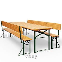 Wooden Garden Table Beer Bench Back Set Outdoor Patio Furniture Seat Party BBQ