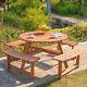 Wooden Picnic Table Bench Set For Outdoor Garden Or Patio Dining With 8 Seating