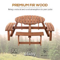 Wooden Picnic Table Bench Set for Outdoor Garden or Patio Dining with 8 Seating