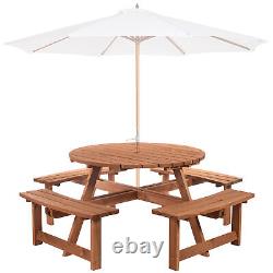 Wooden Picnic Table Bench Set for Outdoor Garden or Patio Dining with 8 Seating