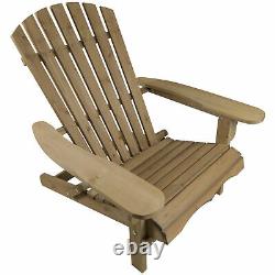Woodside Adirondack Outdoor Garden Patio Chair, Comfortable Wooden Lounger