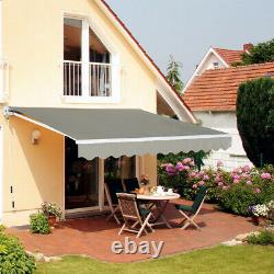 XL Manual Retractable Patio Awning Deep Grey Garden Sunshade Outdoor Canopy Café