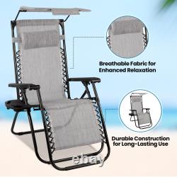 Zero Gravity Outdoor Garden Patio Furniture Chair Folding Cup Holder Chairs Set