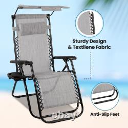 Zero Gravity Outdoor Garden Patio Furniture Chair Folding Cup Holder Chairs Set