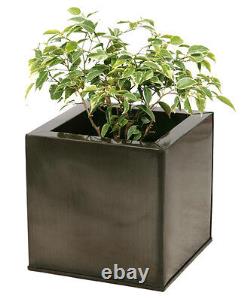 Zinc Galvanised Steel Metal Cube Planter Patio Garden Plant Flower Pot Outdoor