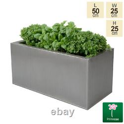 Zinc Silver Kitchen Metal Planters Herb Garden Outdoor Patio By Primrose L50cm