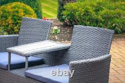 2 Seater Rattan Love Chaise Jardin Meubles Wicker Patio Siège Extérieur Avec Table