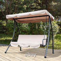 2-en-1 Patio Swing Chair 3 Seater Hammock Cushion Bed Tilt Canopy Garden Lounger
