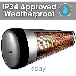 2kw Electrique Patio Heater Infrared Wall Outdoor Garden Avec Télécommande