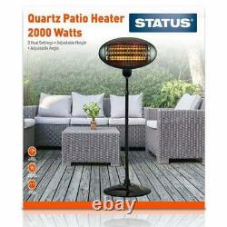2kw Patio Heater Garden Free Standing Electric Halogen Garden Warmer Mains Ip34