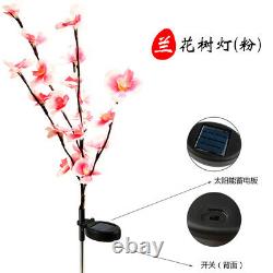 2pc Solar Garden Lights Orchid Flowers Pieu Lampe Pour Yard Extérieur Patio Décor