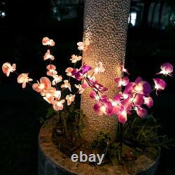 2pc Solar Garden Lights Orchid Flowers Pieu Lampe Pour Yard Extérieur Patio Décor