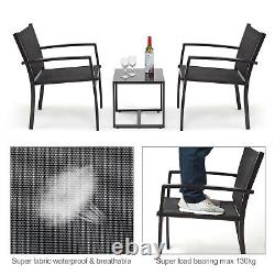 3 Pcs Garden Furniture Set 2 Fauteuils De Couture Et Table Patio Bistro Outdoor Set